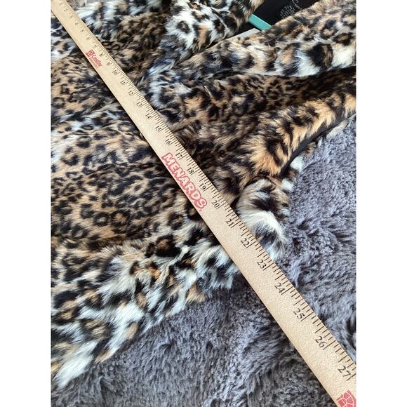 NWT Cejon Women Animal Print Faux Fur Open Front Jacket Vest Brown Beige Size XL - Picture 7 of 8